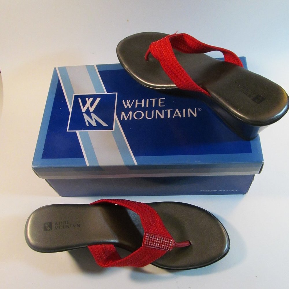 White Mountain Summer Sandals Red Glitter sz 9.5 M